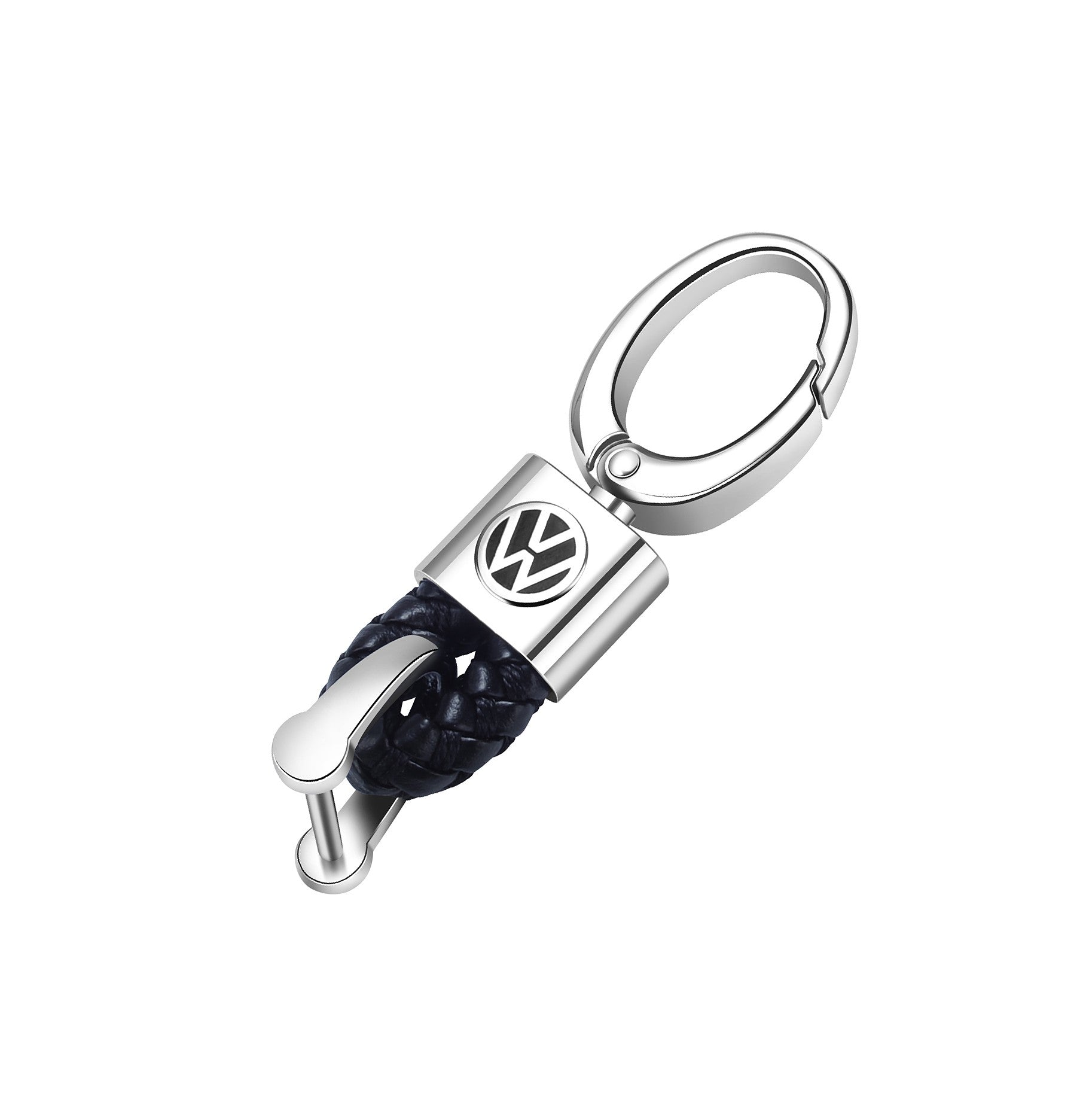 Volkswagen VW Schlüsselanhänger Leder-Schwarz (Auf Wunsch mit Gravur)