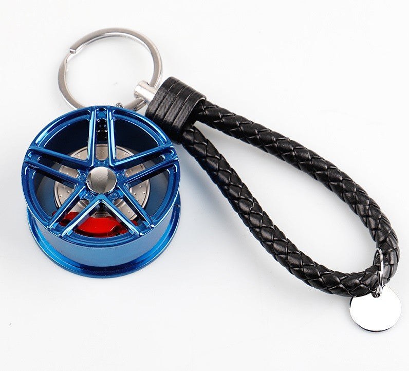 Schlüsselanhänger Auto Geschenk Felge Autofelge Tuning Metall Glücksbringer Blau