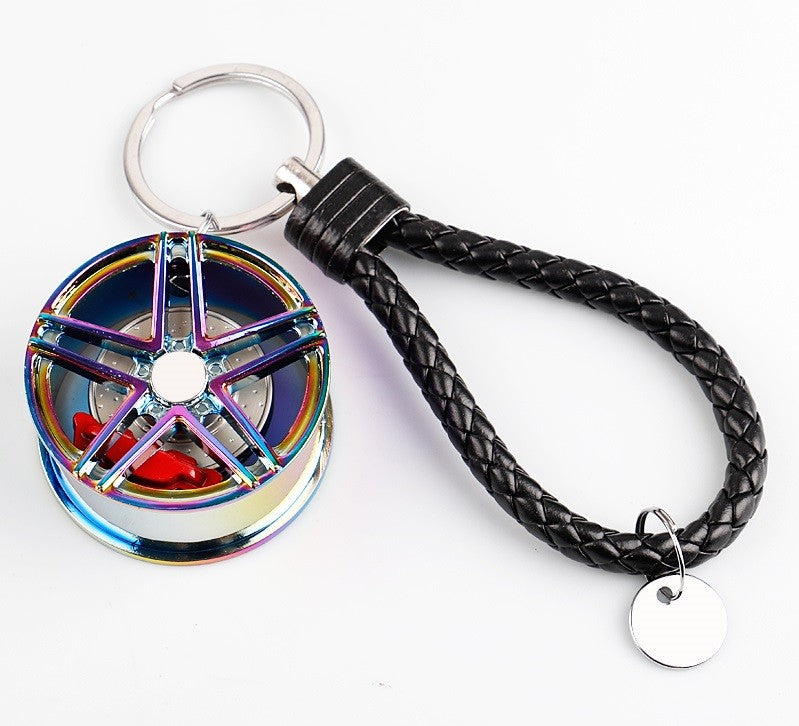 Schlüsselanhänger Auto Geschenk Felge Autofelge Tuning Metall Glücksbringer Regenbogen