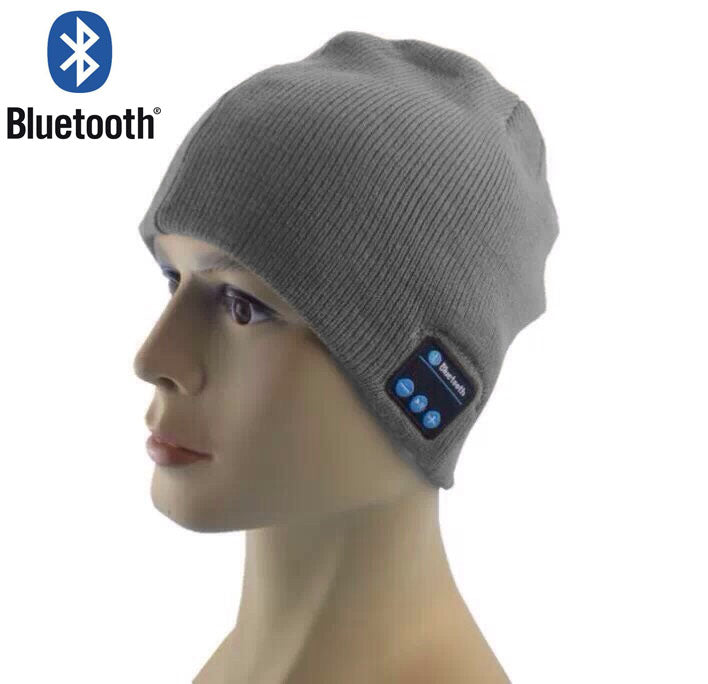 Bluetooth Musik Mütze Grau