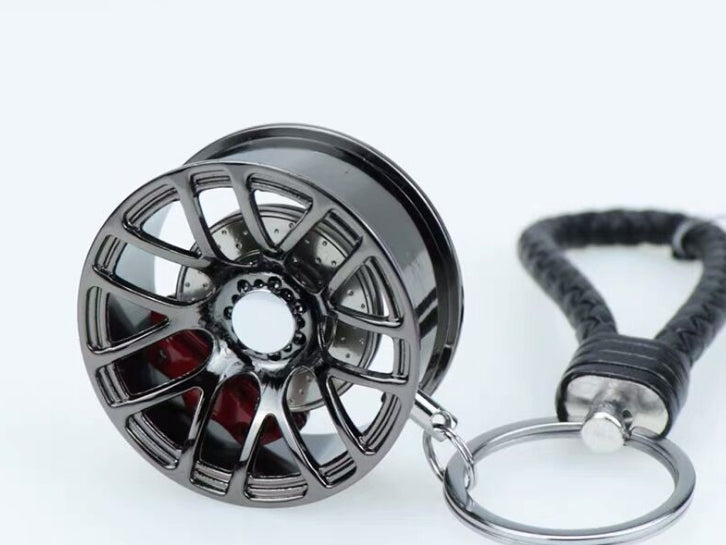 Schlüsselanhänger Auto Geschenk Felge Autofelge Tuning Metall Schwarz