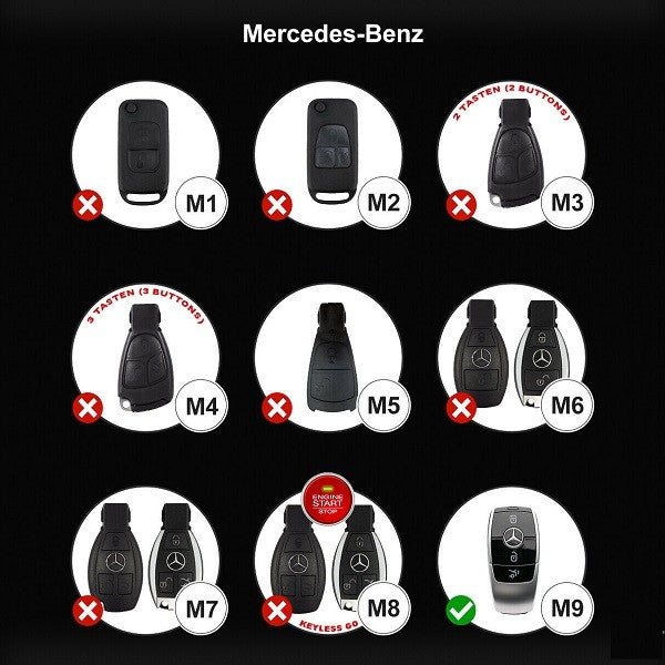 Chrom-Texstil Schlüsseletui Hülle Mercedes-Benz Rot