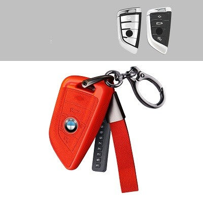 BMW Textil-Silikon Schlüssel Cover Schlüsselanhänger+ Band Rot