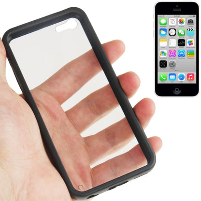 Transparent Plastik + TPU Rahmen Hülle iPhone 5C (Black)