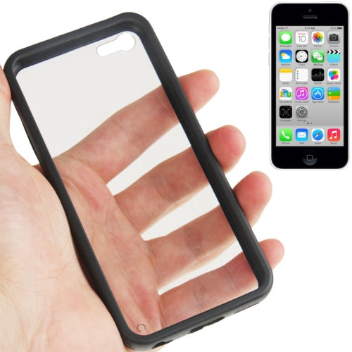 Transparent Plastik + TPU Rahmen Hülle iPhone 5C (Black)