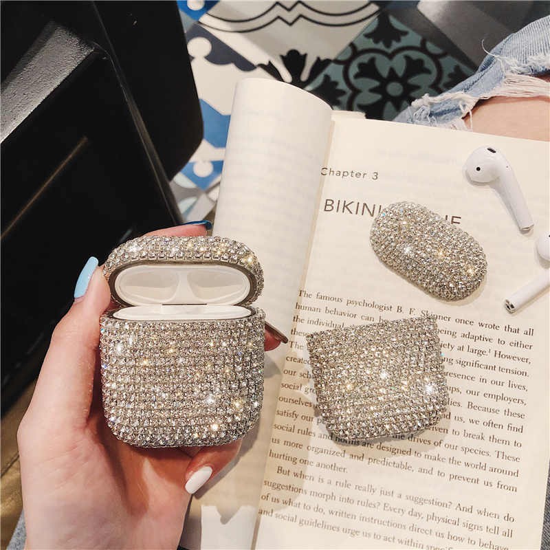 Glitter Strass Bling Diamant Hard case für iPhone Airpods 1 2 schutzhülle Bluetooth Kopfhörer fall tasche