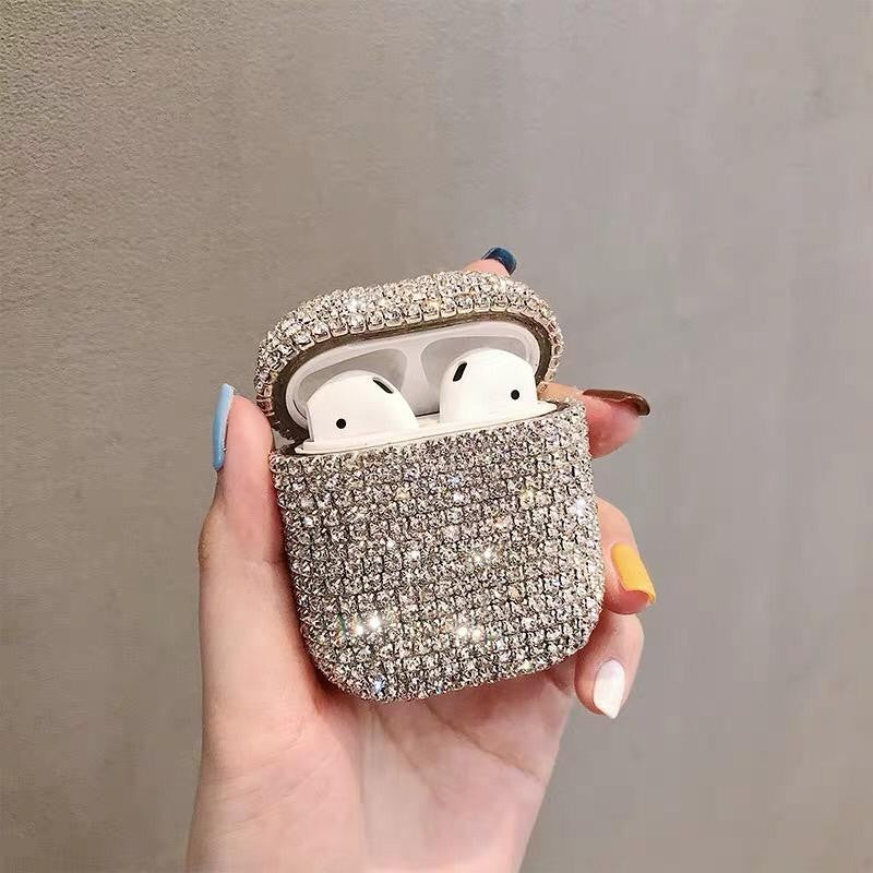 Glitter Strass Bling Diamant Hard case für iPhone Airpods 1 2 schutzhülle Bluetooth Kopfhörer fall tasche