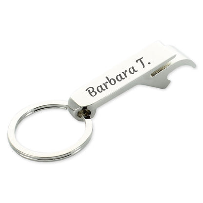 Schlüsselanhänger Bierflasche Dosenöffner Getränk Schlüsselbund Ring Klaue Silber (Auf Wunsch mit Gravur)