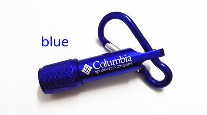 Columbia Mini LED Taschenlampe Licht Schlüsselanhänger Outdoor für Wandern Blau (Auf Wunsch mit Gravur)