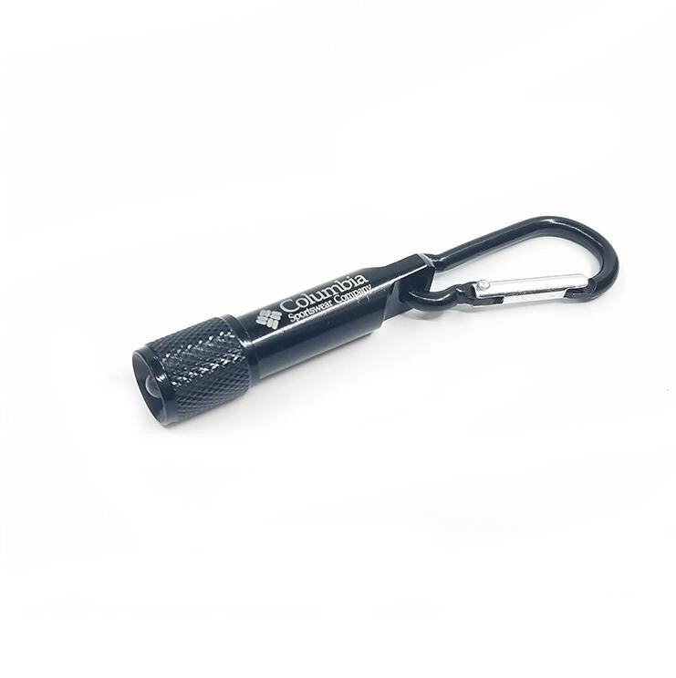 Columbia Mini LED Taschenlampe Licht Schlüsselanhänger Outdoor für Wandern Schwarz (Auf Wunsch mit Gravur)