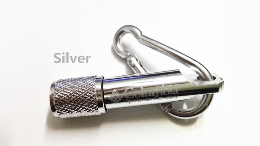 Columbia Mini LED Taschenlampe Licht Schlüsselanhänger Outdoor für Wandern Silber (Auf Wunsch mit Gravur)