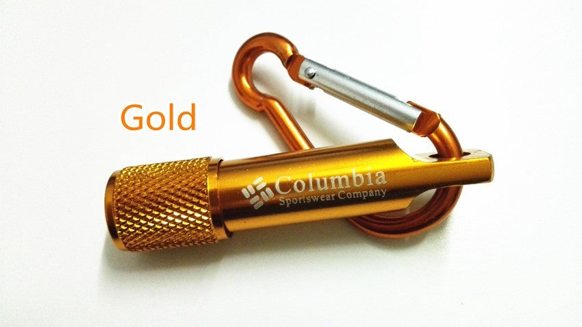 Columbia Mini LED Taschenlampe Licht Schlüsselanhänger Outdoor für Wandern Gold (Auf Wunsch mit Gravur)