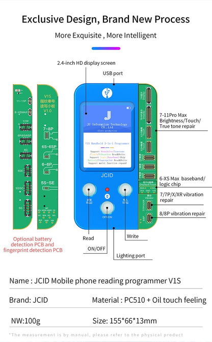 JC V1S iPhone Programmer EEPROM Display TrueTone Vibration Akku Homebutton