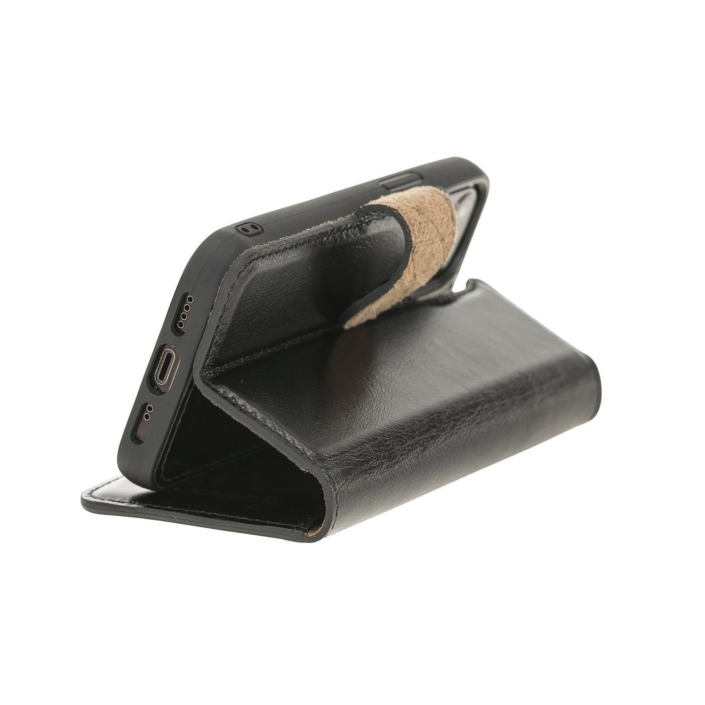 Bouletta Magnetische abnehmbare Brieftasche aus Leder mit RFID-Blocker für iPhone 12 Mini Rustic Black