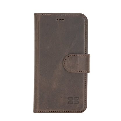 Bouletta Magnetische abnehmbare Handyhülle aus Leder mit RFID-Blocker für iPhone 12 Mini Tiguan Brown