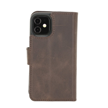 Bouletta Magnetische abnehmbare Handyhülle aus Leder mit RFID-Blocker für iPhone 12 Mini Tiguan Brown