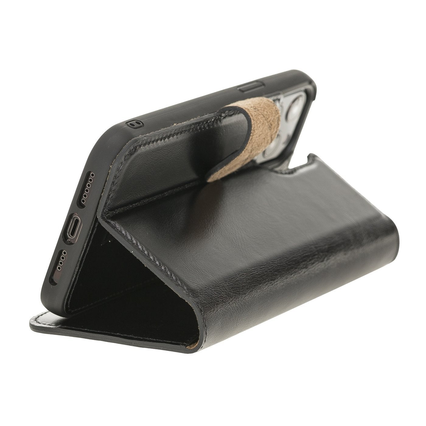 Bouletta Magnetische abnehmbare Handyhülle aus Leder mit RFID-Blocker für iPhone 12 Rustic Black