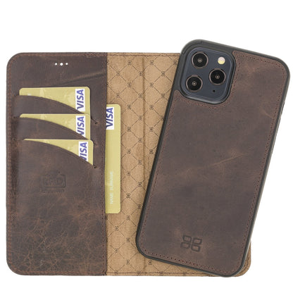 Bouletta Magnetische abnehmbare Handyhülle aus Leder mit RFID-Blocker für iPhone 12 Pro Max Tiguan Brown