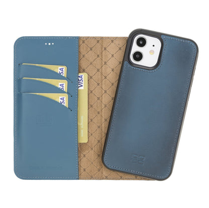 Bouletta Magnetische abnehmbare Handyhülle aus Leder mit RFID-Blocker für iPhone 12 Pro BRN Burnt Blue
