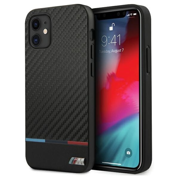 BMW M-Collection Stripe iPhone 12 - Carbon Hard Cover Hülle - Schwarz