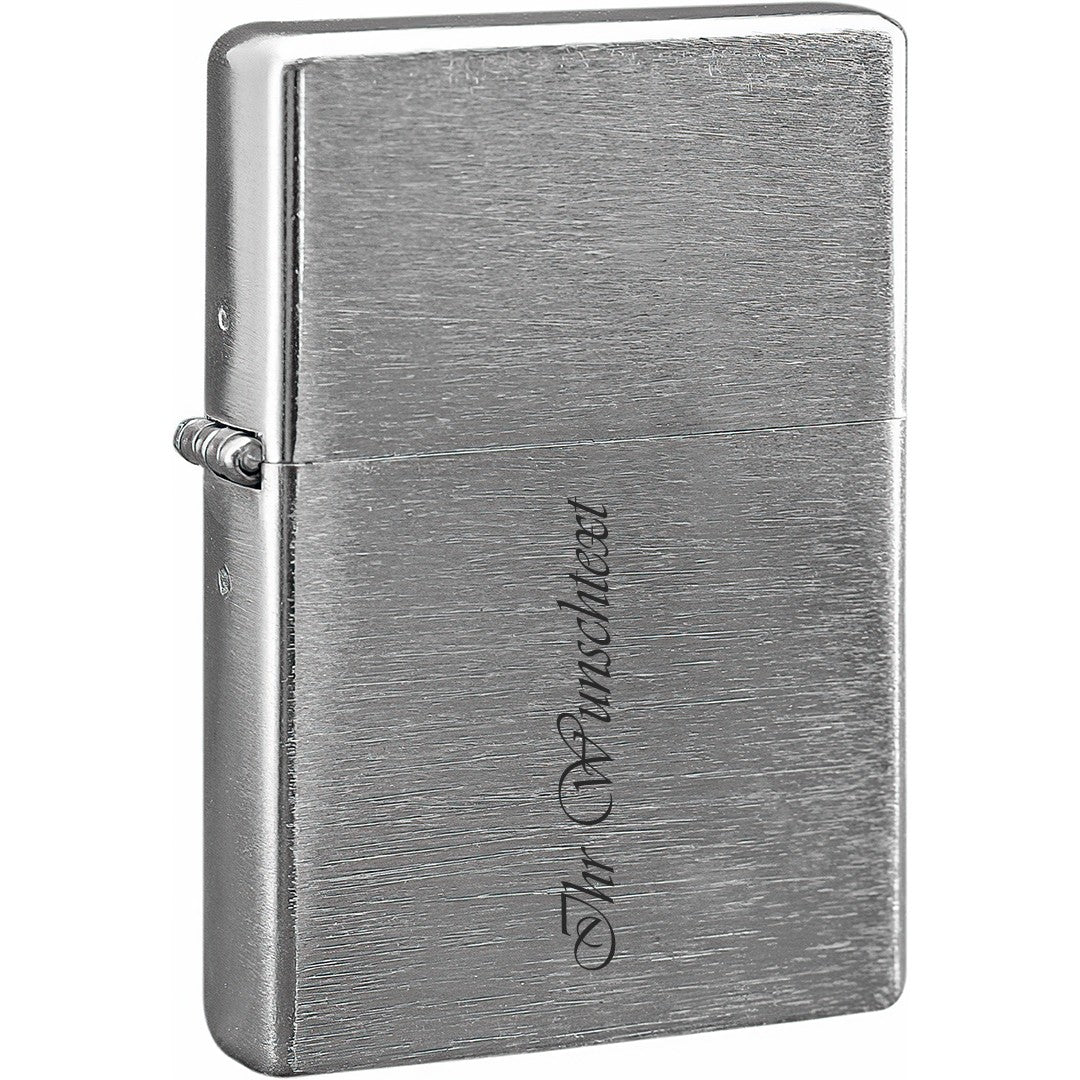 Benzin American Style Feuerzeug - chrom satin  (Auf Wunsch mit Gravur)