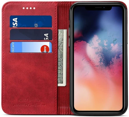 Suteni Leder Geldbörse Hülle Schwarz für iPhone 12 Pro