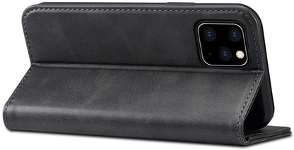 Suteni Leder Geldbörse Hülle Schwarz für iPhone 12 Pro