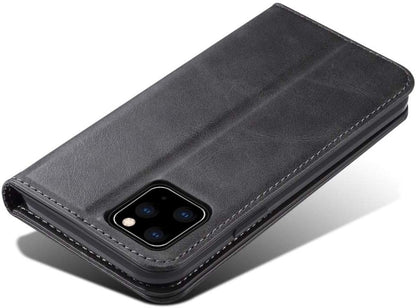 Suteni Leder Geldbörse Hülle Schwarz für iPhone 12 Pro