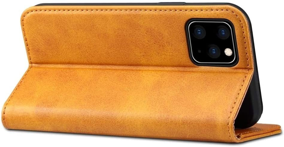 Suteni Leder Geldbörse Hülle Khaki für iPhone 12 Pro