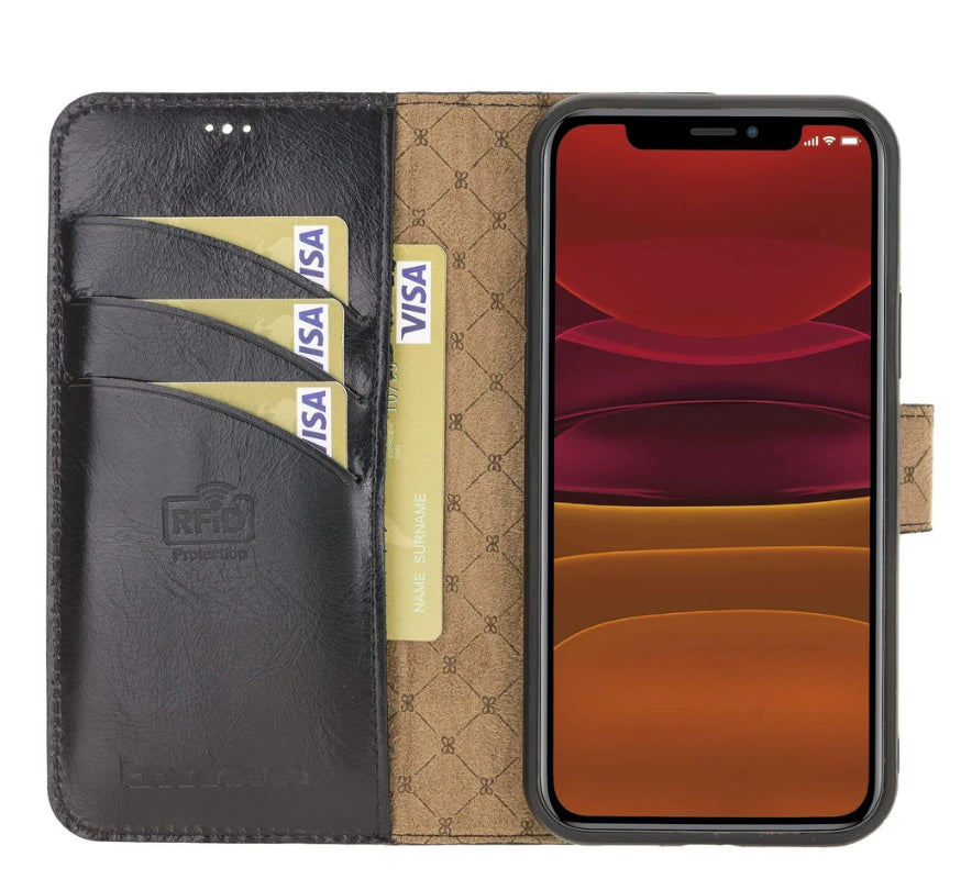 Wallet Folio Leder Case ID-Schlitz mit RFID für iPhone 12 Pro