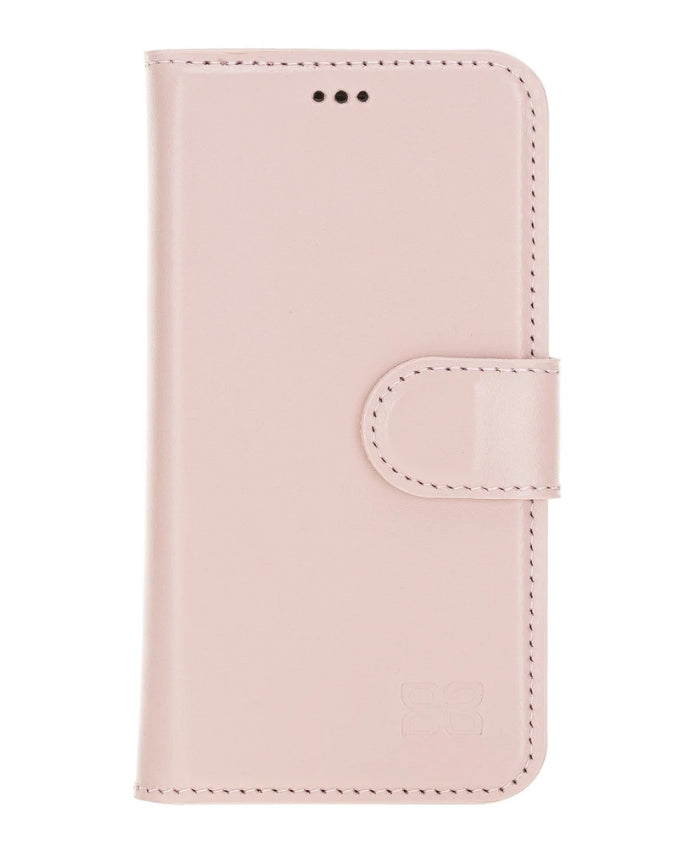 Bouletta Magnetische abnehmbare Handyhülle aus Leder mit RFID-Blocker für iPhone 12 Mini Nude Pink