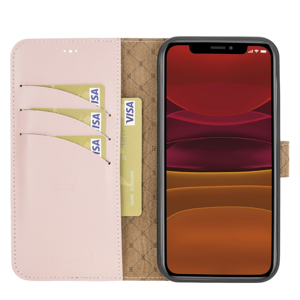 Bouletta Magnetische abnehmbare Handyhülle aus Leder mit RFID-Blocker für iPhone 12 Pro Max Pink
