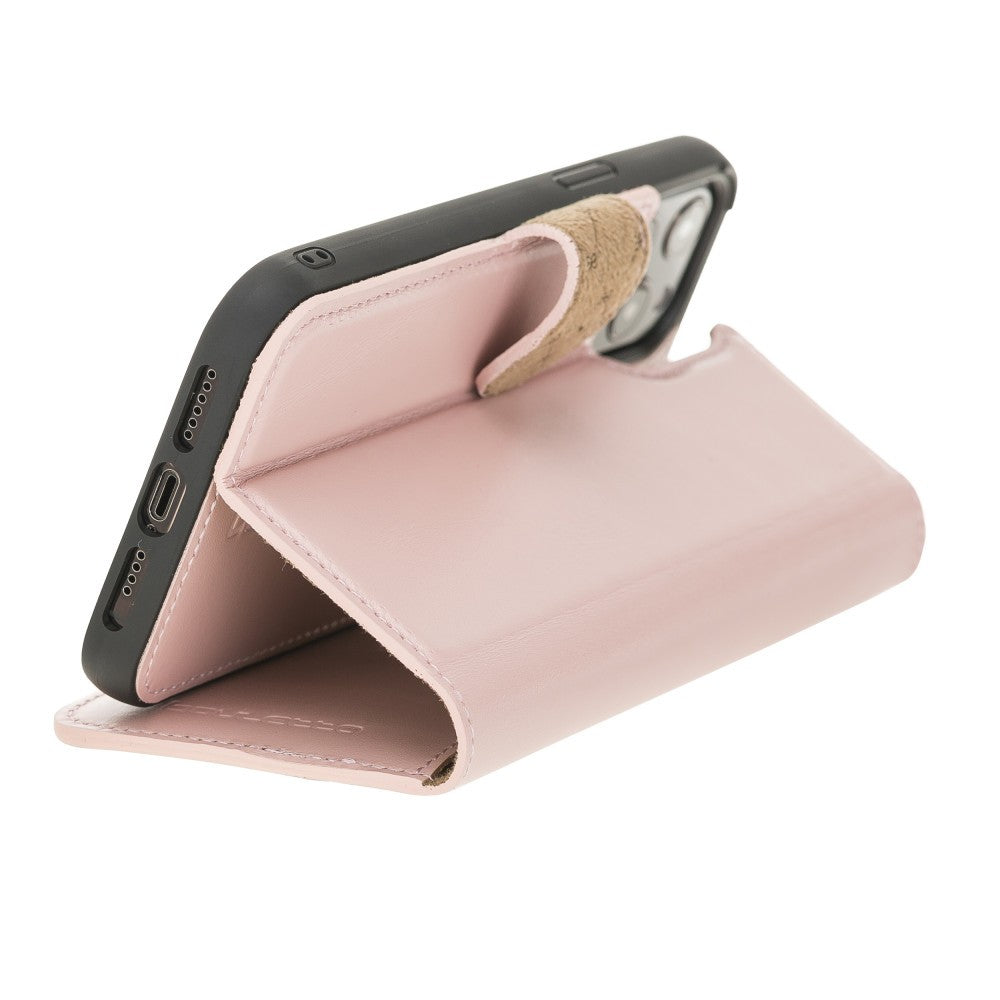 Bouletta Magnetische abnehmbare Handyhülle aus Leder mit RFID-Blocker für iPhone 12 Pro Max Pink