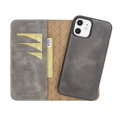 Bouletta Magnetische abnehmbare Handyhülle aus Leder mit RFID-Blocker für iPhone 12 Pro Grau
