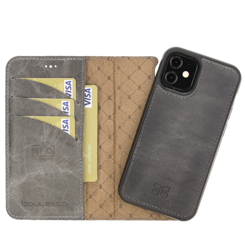 Bouletta Magnetische abnehmbare Handyhülle aus Leder mit RFID-Blocker für iPhone 12 Mini Nude Pink