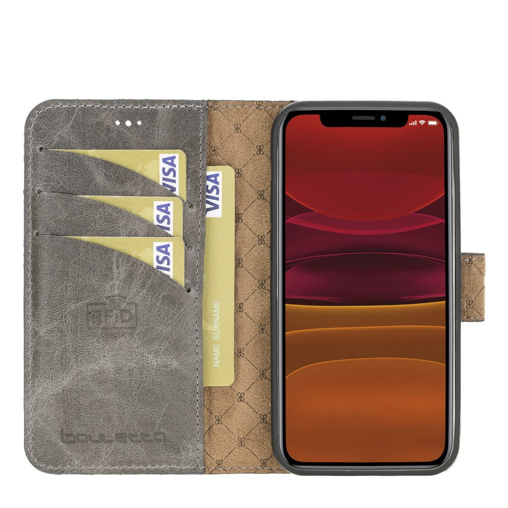 Bouletta Magnetische abnehmbare Handyhülle aus Leder mit RFID-Blocker für iPhone 12 Mini Nude Pink