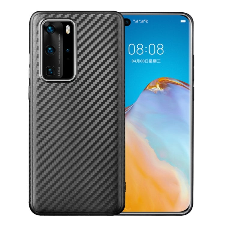 Huawei P40 Pro Carbon Fiber Texture Shockproof TPU Protective Case Schwarz