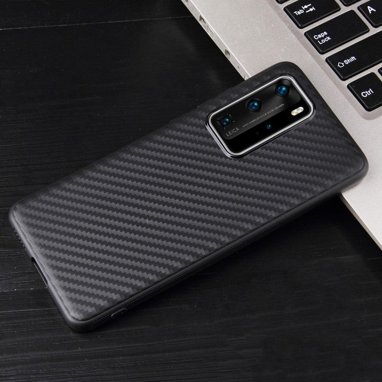 Huawei P40 Pro Carbon Fiber Texture Shockproof TPU Protective Case Schwarz