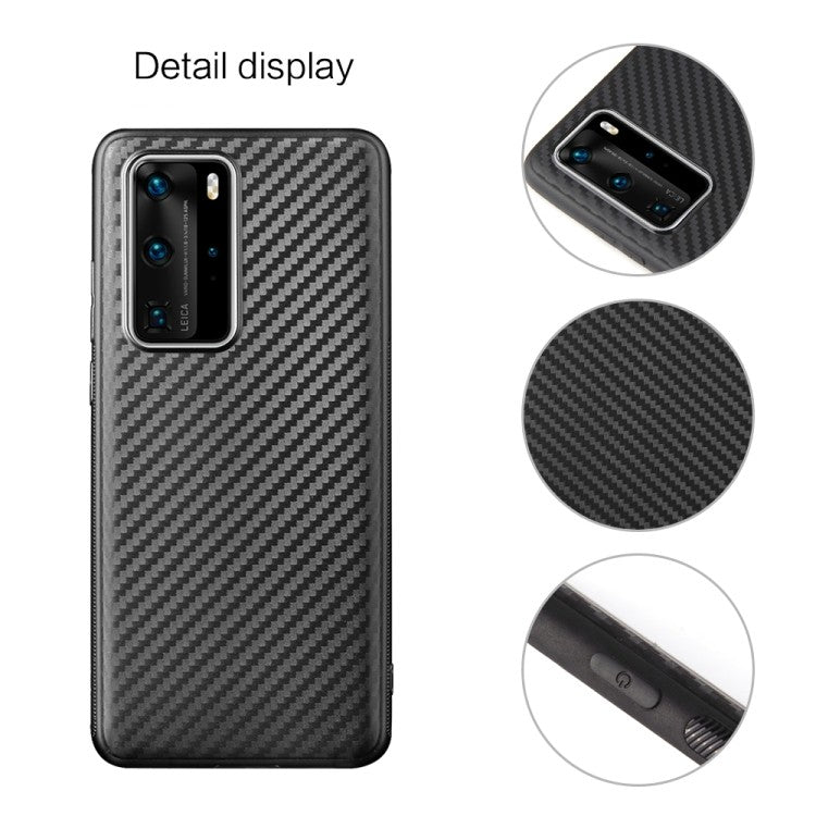 Huawei P40 Pro Carbon Fiber Texture Shockproof TPU Protective Case Schwarz