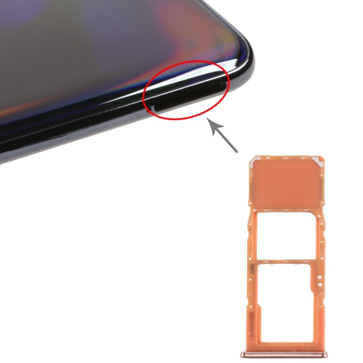 SIM Card Tray + Micro SD Card Tray for Galaxy A70 Orange