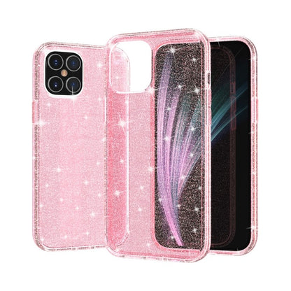 iPhone 12 Pro Shockproof Terminator Style Glitter Powder Protective Case Hülle Pink