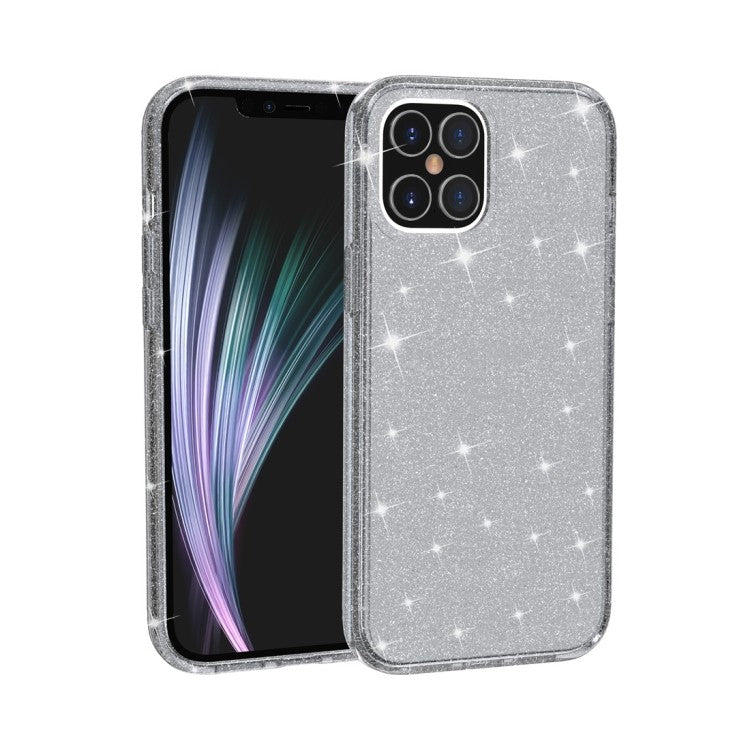iPhone 12 Shockproof Terminator Style Glitter Powder Protective Case Hülle Grau