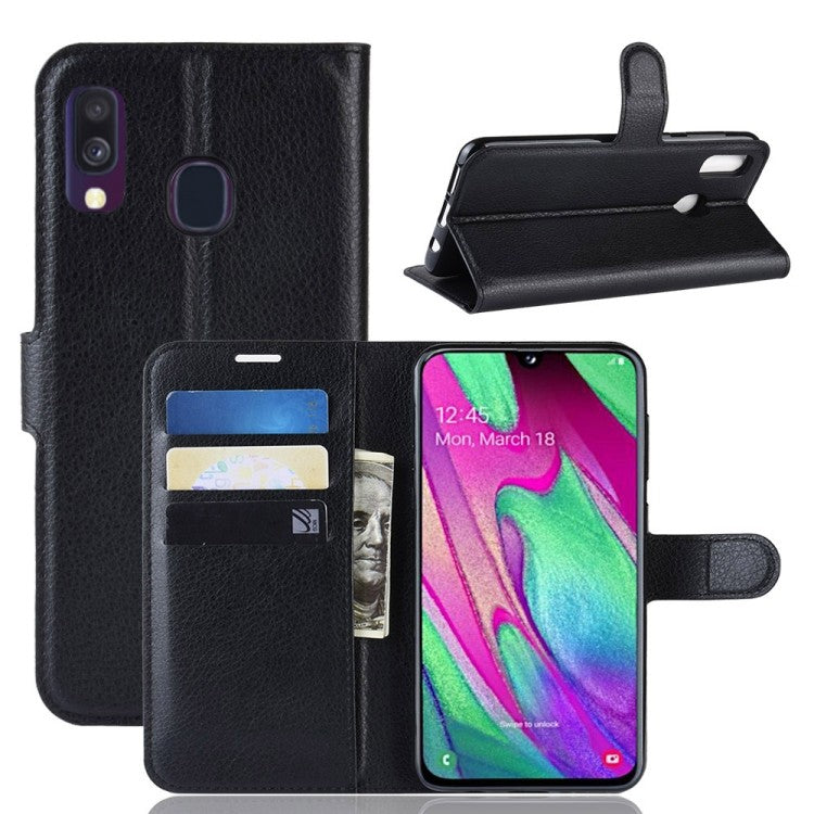 Litchi Texture Horizontal Flip Leder Case Hülle für Galaxy A40
