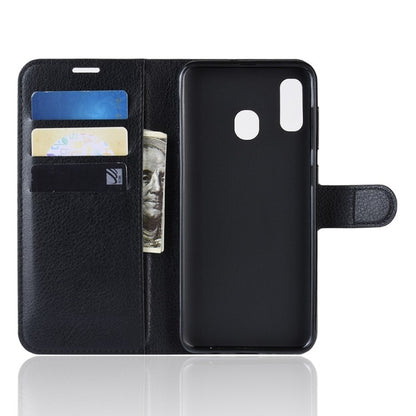 Litchi Texture Horizontal Flip Leder Case Hülle für Galaxy A40