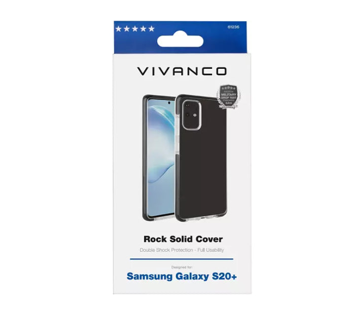 Samsung Galaxy S20 VIVANCO Rock Solid Transparent Handyhülle Case /Schwarz