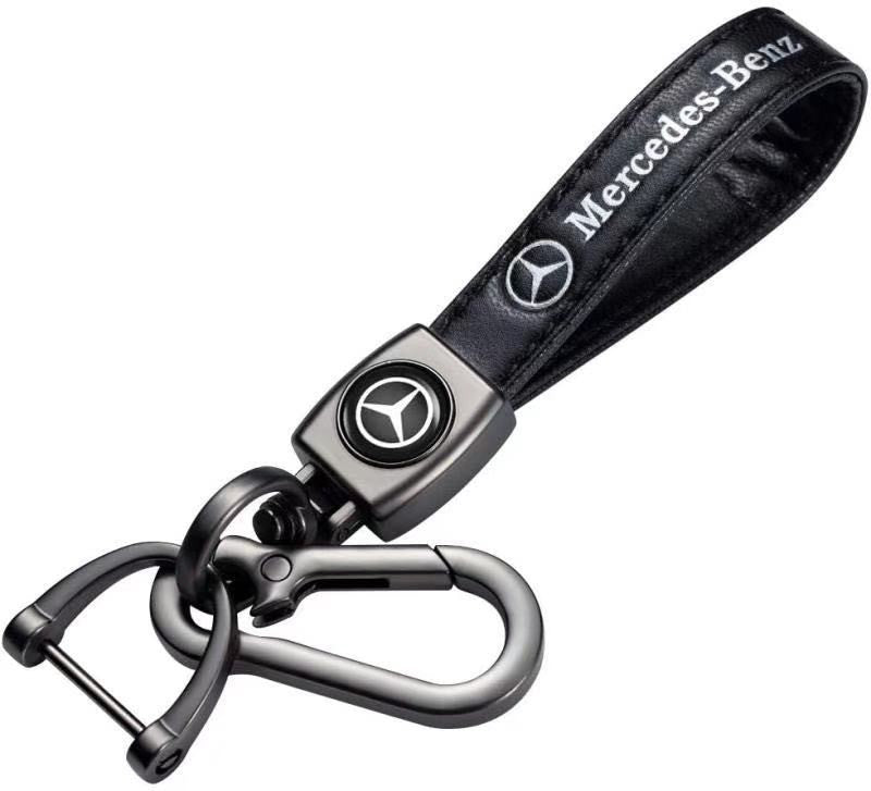 Leder Schlüsselanhänger für Mercedes (Schwarz)