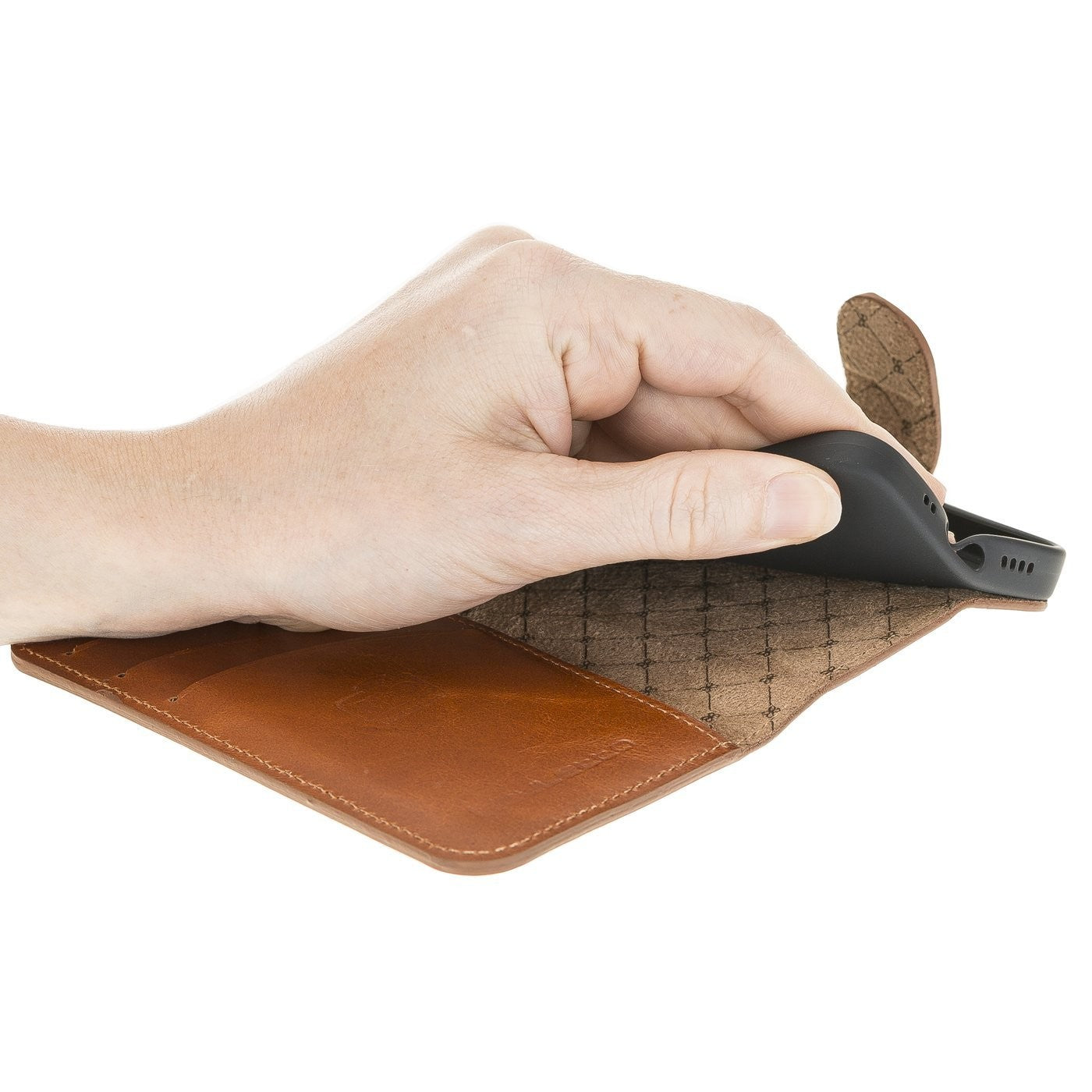 Wallet Folio Case ID Slot mit RFID für iPhone 12 mini Rustic Tan with Effect