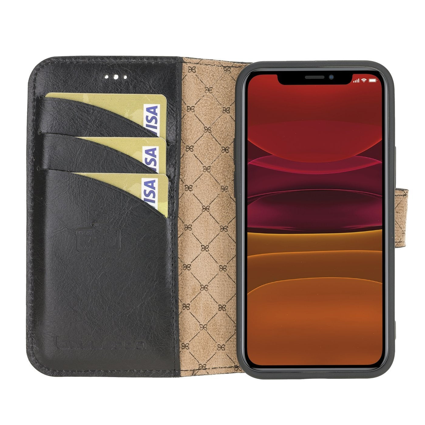 Wallet Folio Case ID Slot mit RFID für iPhone 12 mini Rustic Black