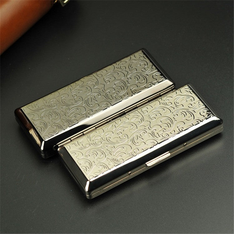 Feines Zigarettenetui Doppelseitig 14 Stäbchen Tragbare Metallverlängerung Zigarettenetui (Silber)