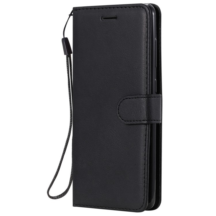 Samsung Galaxy A21s Handyhülle aus Leder mit Halter Kartenfächern Brieftasche (Schwarz)